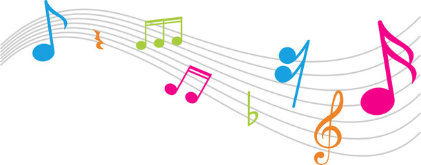 Naklejka premium Musical Notes Wave