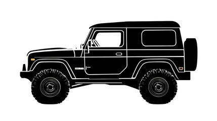 Standard silhouette of an off-road vehicle against a clean white background. The design captures the rugged and robust features of the vehicle, emphasizing its capability for adventure and exploration