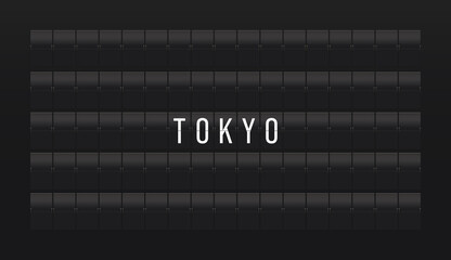 Tokyo Word. Text on Flight Information Board.
