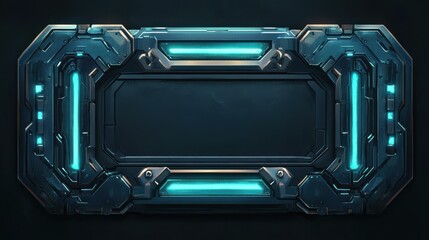 A blue and silver object with a green border