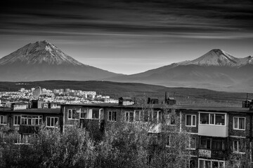 volcano over Petropavlosk-Kamchatsky