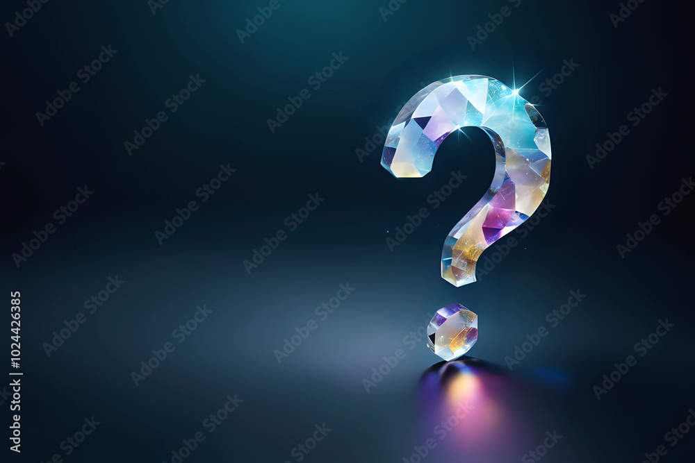 Wall mural digital 3d question mark on dark blue background - generative ai