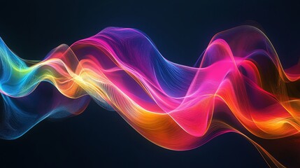 A colorful, abstract design with flowing lines of light.
