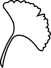 Cartoon line ginkgo biloba leaf. Nature eco vector. Ginkgo Herb and Spice Icon. Botanical element, traditional painting isolated on transparent background. Leaflet organic cosmetic and medical plant.