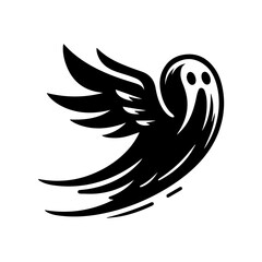 scary and funny flying halloween ghost clip art flat design