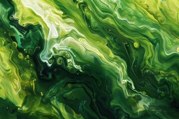 Obraz premium A colorful, abstract painting with a lot of red and green swirls, generative ai image