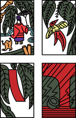 11月のカラーシンプル花札アイコンセット