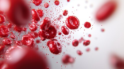 A zoomed-in 3D view of oxygen molecules diffusing from the alveoli in the lungs into red blood cells as they enter the bloodstream.