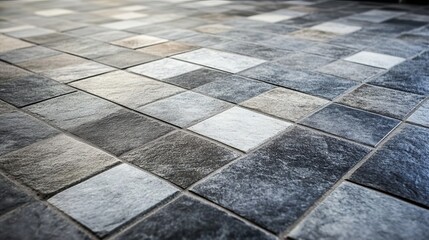 Fototapeta premium Square gray floor tile mosaic