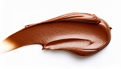 Chocolate cream spread isolated on white background, top view