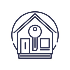 House with key symbolizing access and approval.