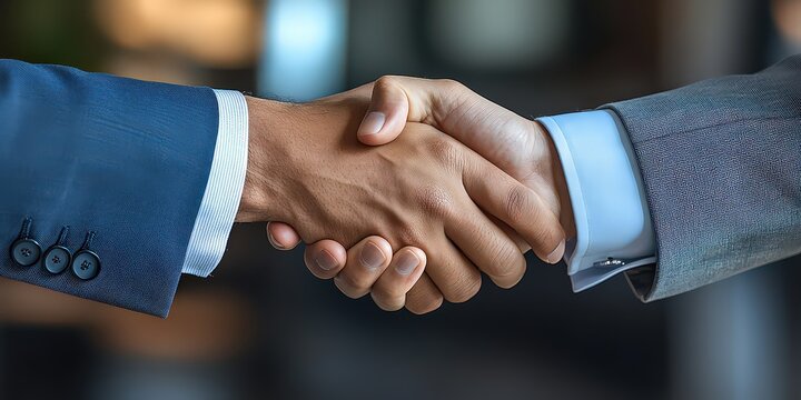  close-up of a handshake between two executives, captured in raw stylized imagery, emphasizing professionalism, trust, and collaboration in a business setting.