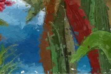 Oil paintings and various flowers, marine creatures, birds, leaves, roses, peonies, chrysanthemums, are beautiful