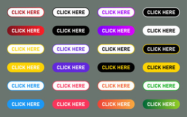CLICK NOW buttons collection for website interface colorful gradient sign symbol gradient buttons icon set