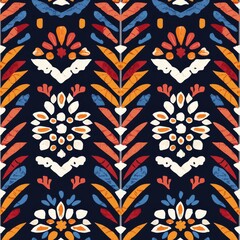 Fototapeta premium Colorful Ethnic Handmade Ornament Pattern Design