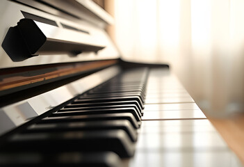close up view of a  piano keyboard