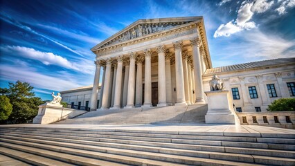 Obraz premium Low angle view of stairs outside US Supreme Court in Washington DC