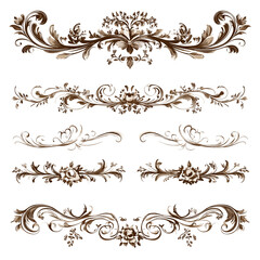 Fototapeta premium Vintage Scrollwork Borders and Floral Flourishes