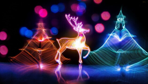 Weihnacht Postkarten Divers Rentiere Weihnachtsmann Baum Geschenk