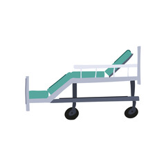 icu hospital bed cartoon. mattress rails, headboard footboard, wheels height icu hospital bed sign. isolated symbol vector illustration