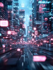 Fototapeta premium AI metropolis, digital control, futuristic design, holographic technology
