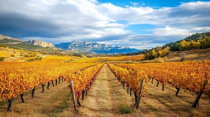 Fototapeta premium Autumn vineyards Fontanars Valencia