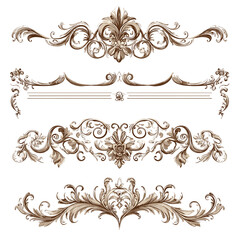 Vintage Scrollwork Borders and Floral Flourishes