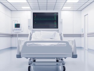 Fototapeta premium Modern Hospital Room with Digital Equipment and Whiteboard