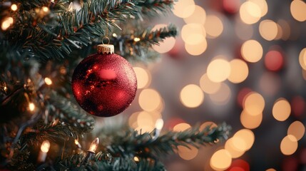 The Red Ornament on Tree