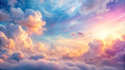 Luminous aerial sky with pastel clouds background