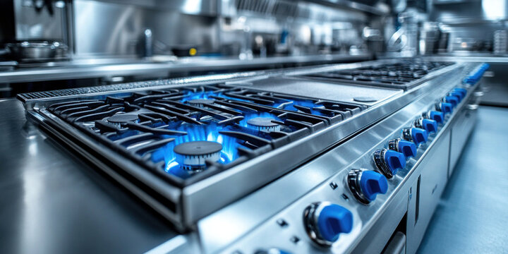 A close-up of an efficient kitchen ventilation system, showcasing the engineering of its ducts and fans, providing optimal air filtration