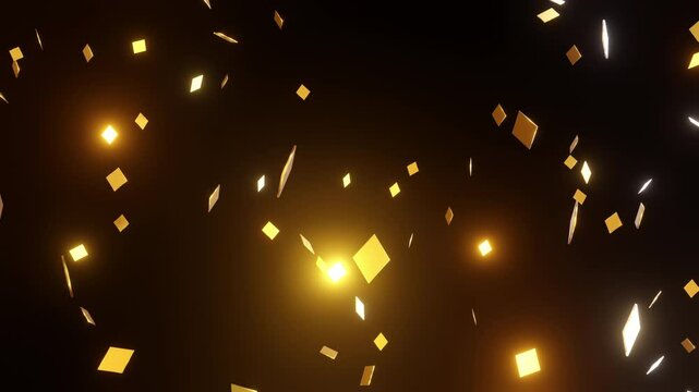 Abstract casino background featuring floating golden diamond symbols on a dark backdrop. Ideal for casino and online gambling themes. 3D render 4K