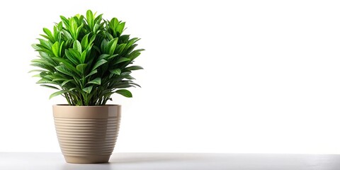 Fototapeta premium Lush green house plant in stylish pot on isolated background