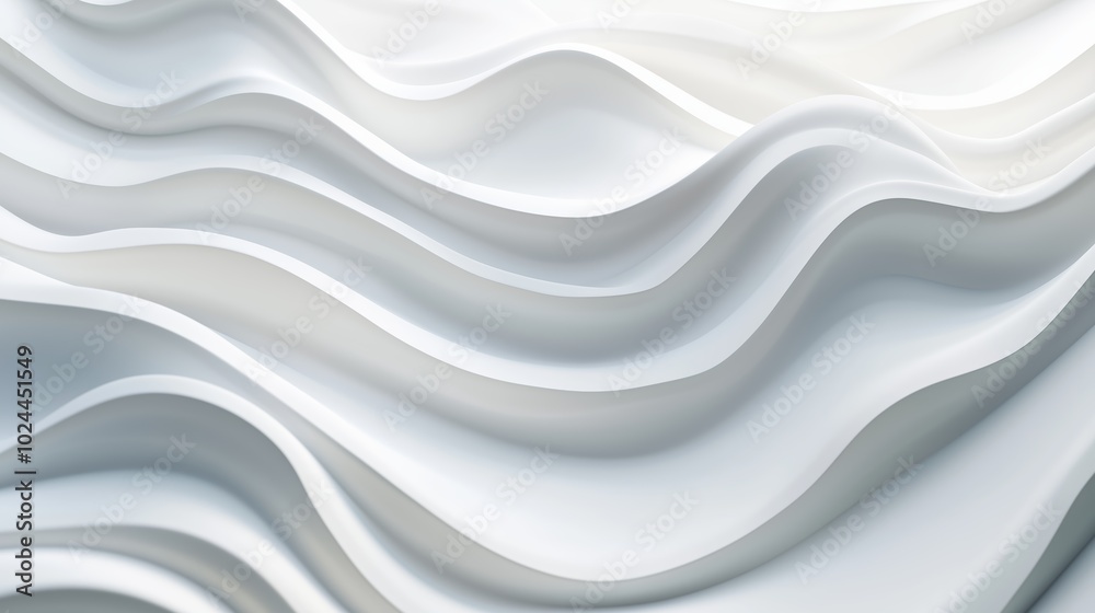 Poster abstract white wave patterns create a smooth, fluid texture illuminated by soft light in a minimalis