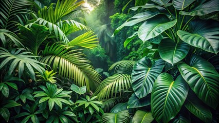 Lush green rainforest plants