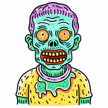 recommend clip art: Zombie portrait,color illustration