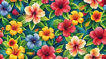 Lush hibiscus pattern ideal for exotic backgrounds