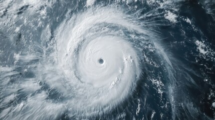 Powerful hurricane swirling over the ocean from above