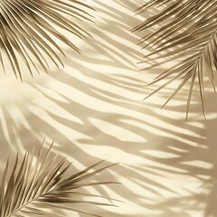 Obraz premium Sand and shadow on the beach from palm leaves. Beige static texture. Template for travel and package design. 