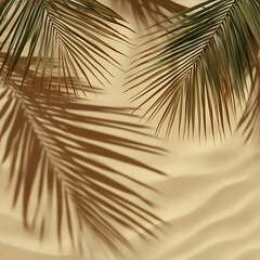 Obraz premium Sand and shadow on the beach from palm leaves. Beige static texture. Template for travel and package design. 