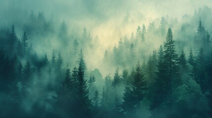 Captivating Foggy Woodland Landscape in a Mystical Forest