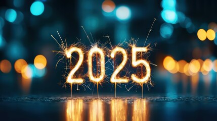 Sparkling New Year 2025 Celebration with Sparklers