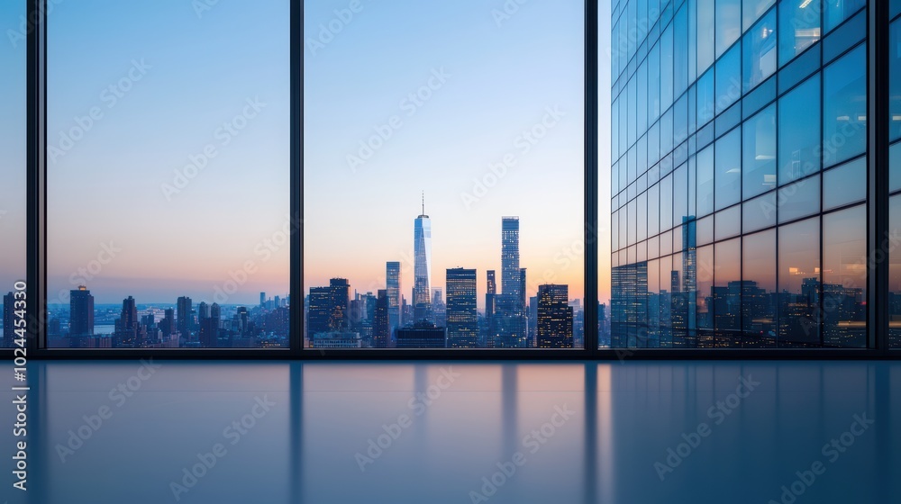 Wall mural modern office view of new york city skyline at sunset