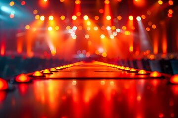 A row of lights that are on a stage