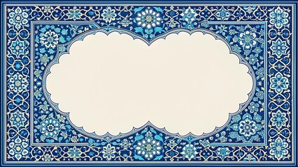 Obraz premium Luxurious Arabic ornament border over blue background, perfect for luxury projects