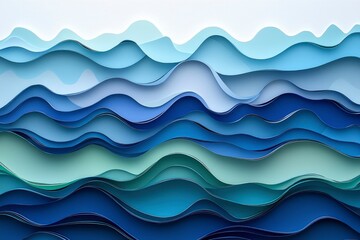 Fototapeta premium Abstract Blue Paper Waves in 3D