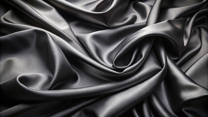 Obraz premium Luxurious black silk satin fabric background with smooth texture