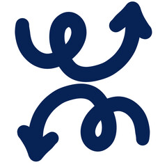 Hand drawn rotating direction arrow.