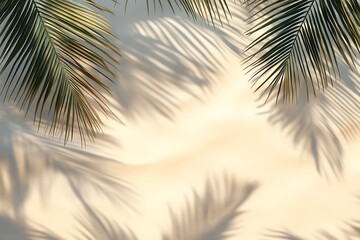  Sand and shadow on the beach from palm leaves. Beige static texture. Template for travel and package design. 