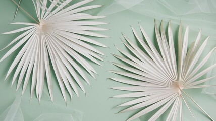 Pastel green texture and white leaf pattern